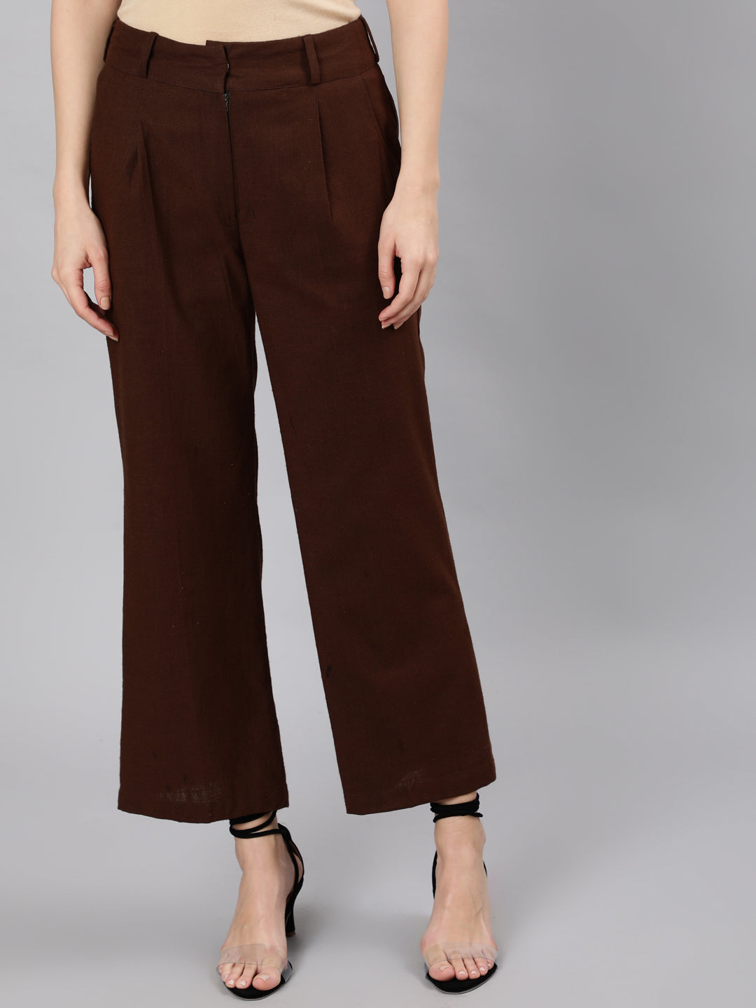 Buy Next One Women Smart Loose Fit High Rise Easy Wash Cotton Parallel  Trousers - Trousers for Women 25243978 | Myntra